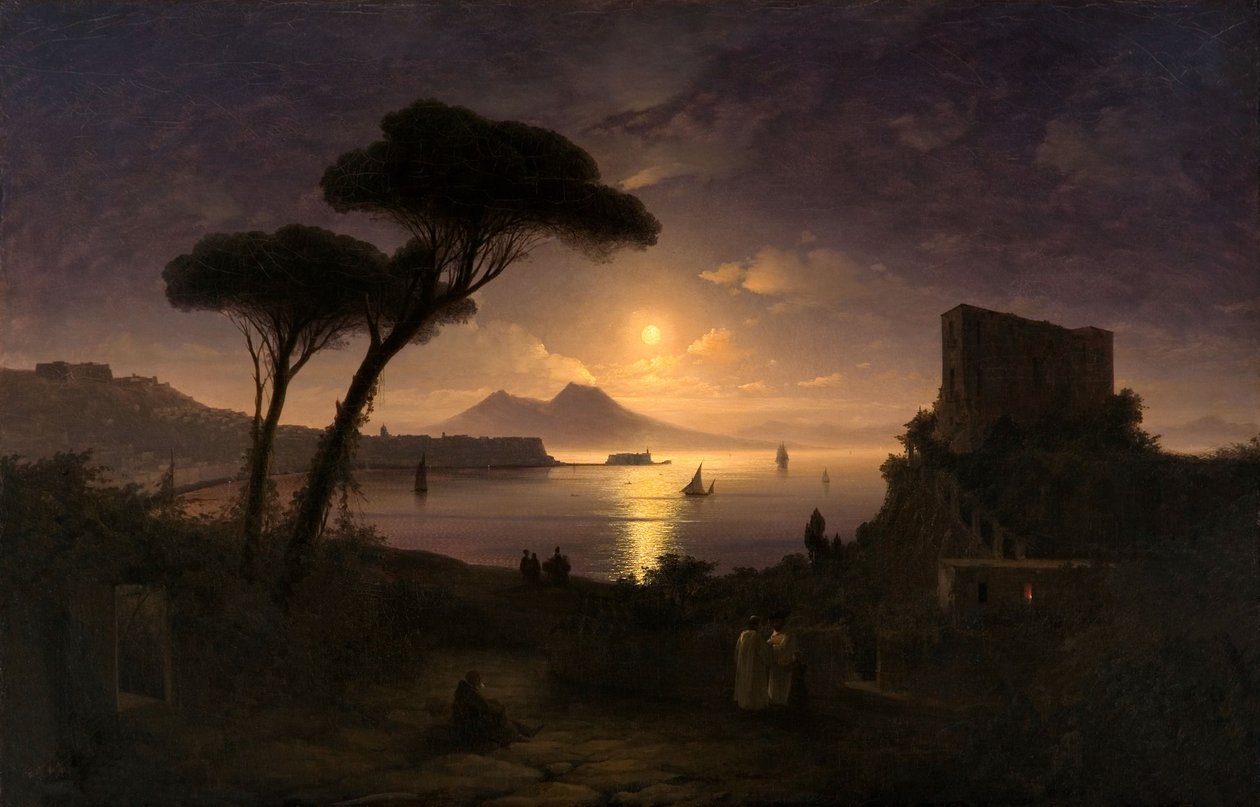 La bahía de Nápoles en noche de luna, 1842 de Ivan Konstantinovich Aivazovsky