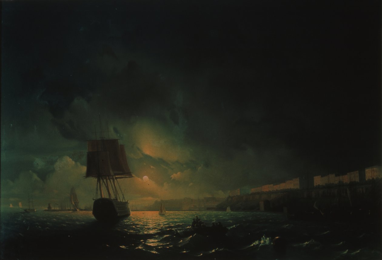Vista sobre Odesa en una noche de luna, 1896 de Ivan Konstantinovich Aivazovsky