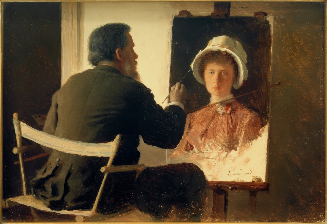 Kramskoi, retratando a su hija de Ivan Nikolaevich Kramskoy