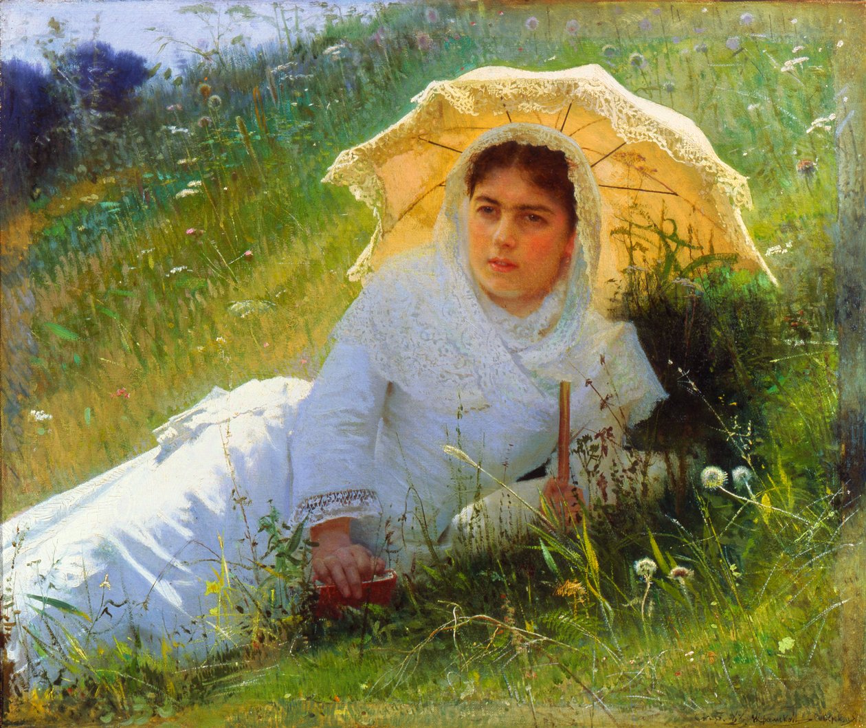 Un día caluroso en la hierba. Mediodía, 1883 de Ivan Kramskoy
