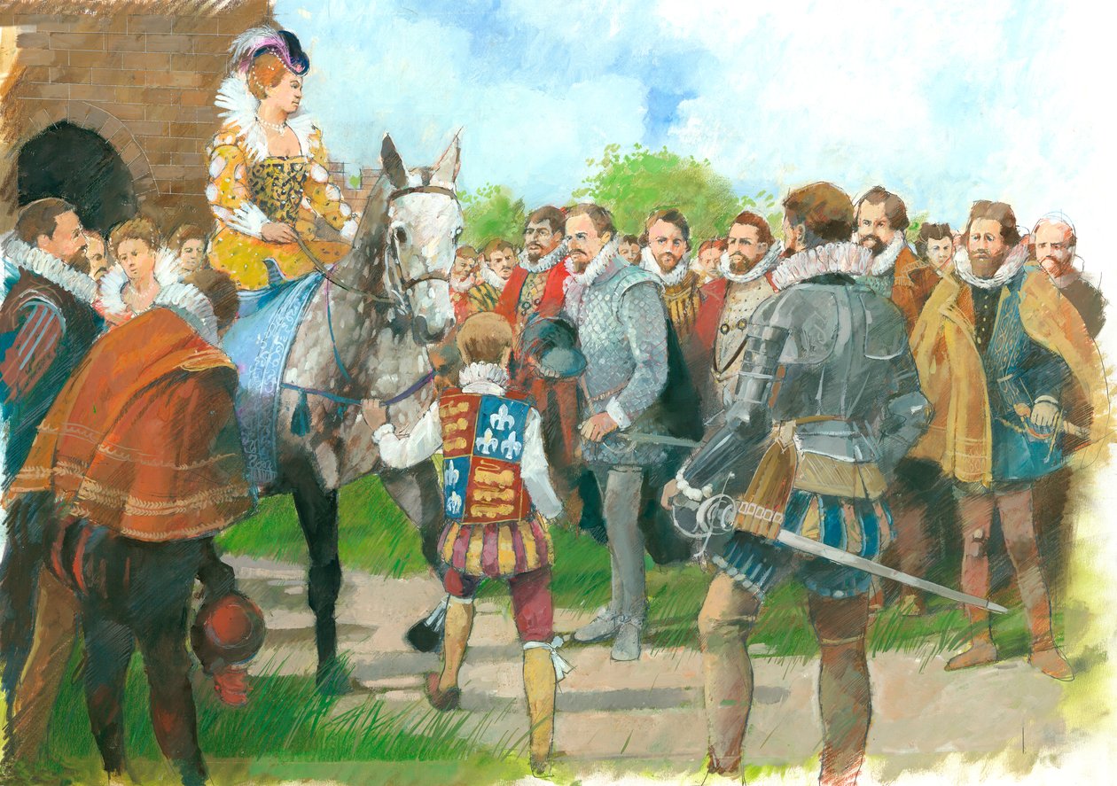 Isabel I siendo recibida en el Castillo de Kenilworth, 1570s, c1990-2010 de Ivan Lapper