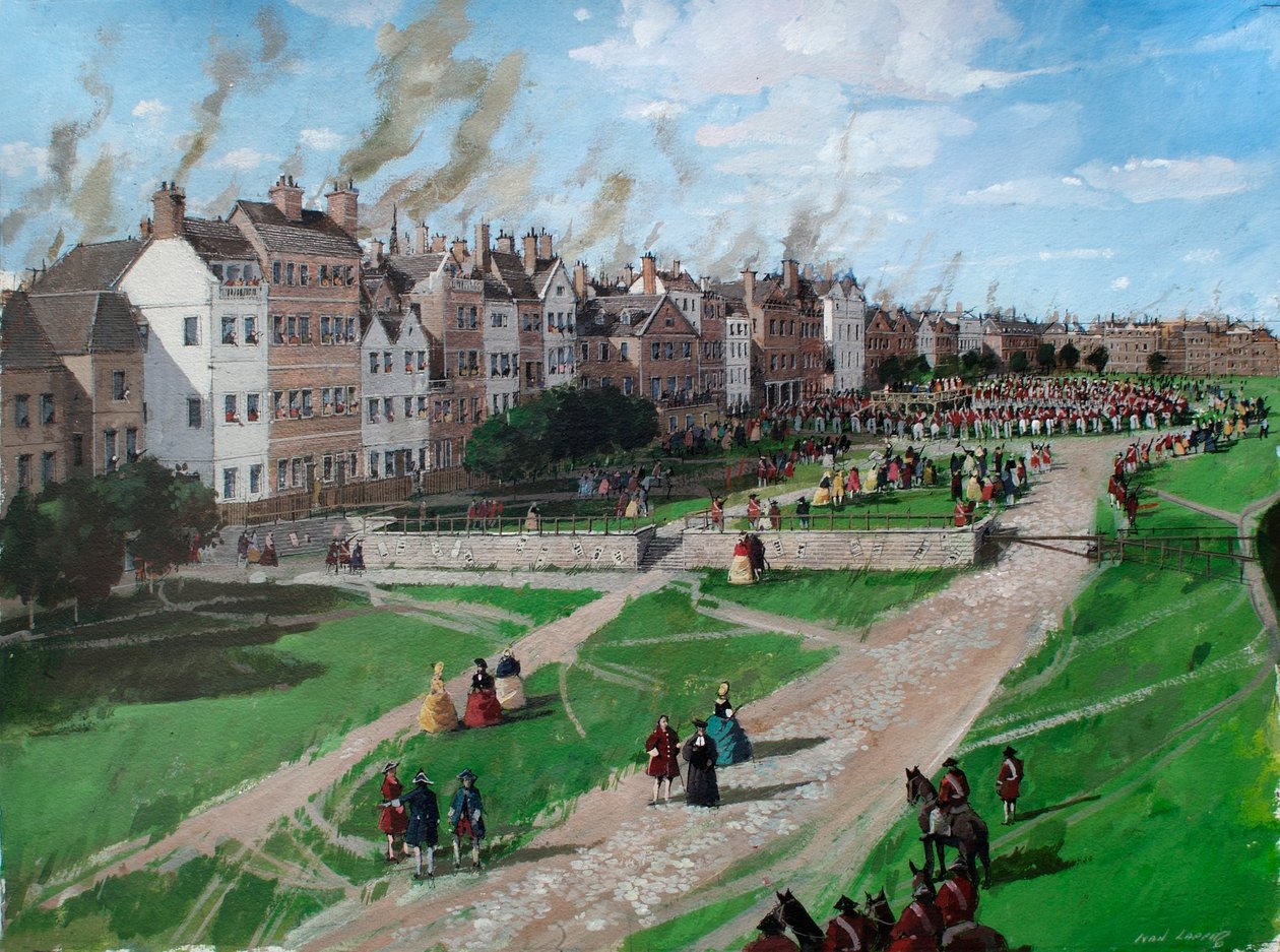 Vista reconstruida de Tower Hill que muestra la ejecución de Lord Lovat en 1747 de Ivan Lapper
