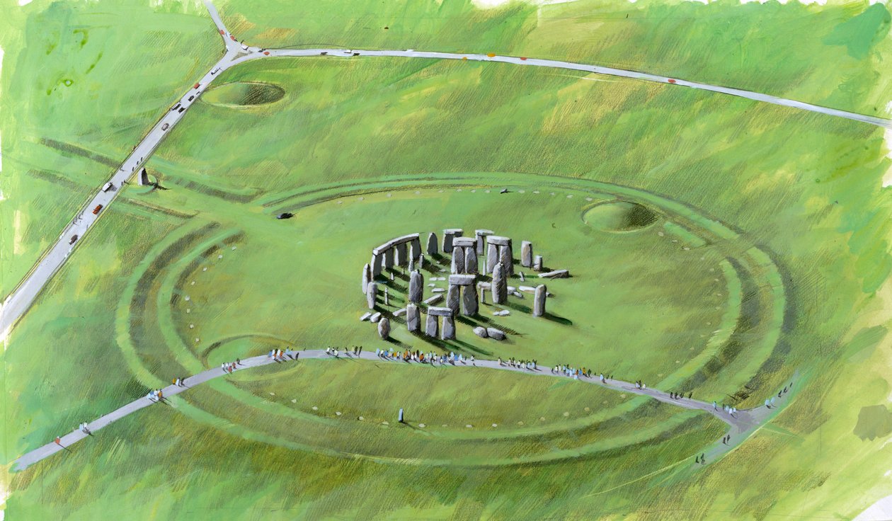 Stonehenge: ilustración del emplazamiento actual de Ivan Lapper