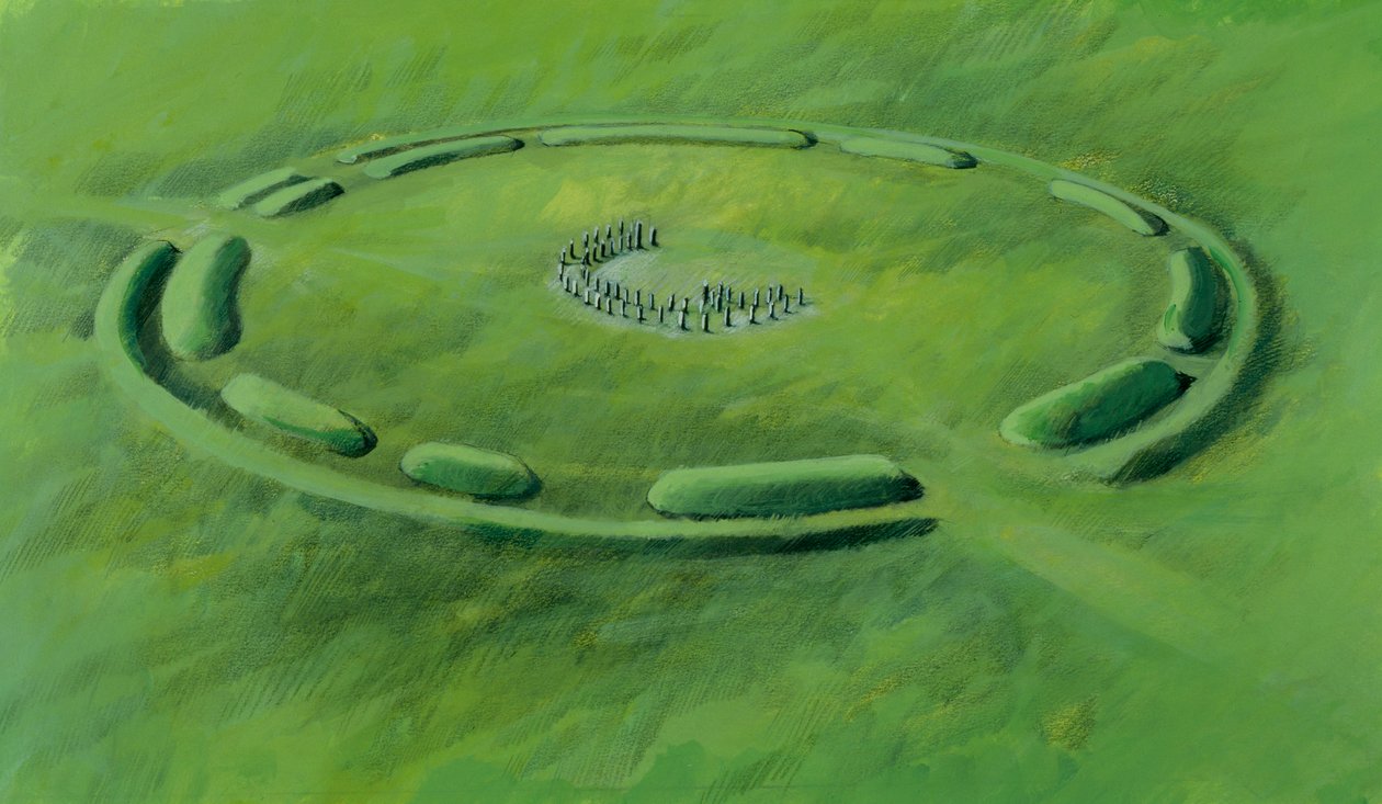 Stonehenge: tercera fase que comienza con la colocación de las piedras azules en doble media luna de Ivan Lapper