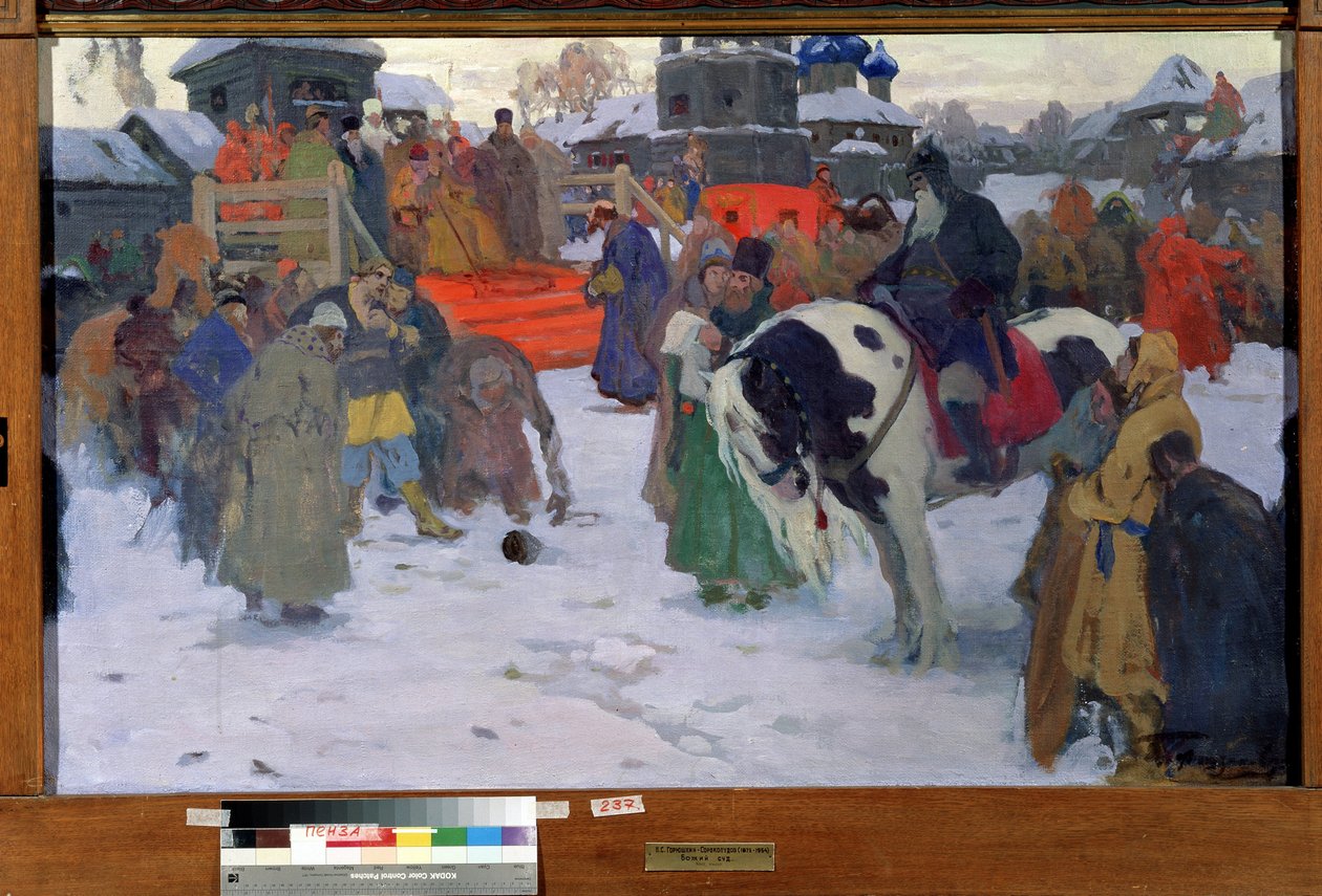 El juicio de Dios, c.1900s (óleo sobre lienzo) de Ivan Silych Goriuschkin-Sorokopudov