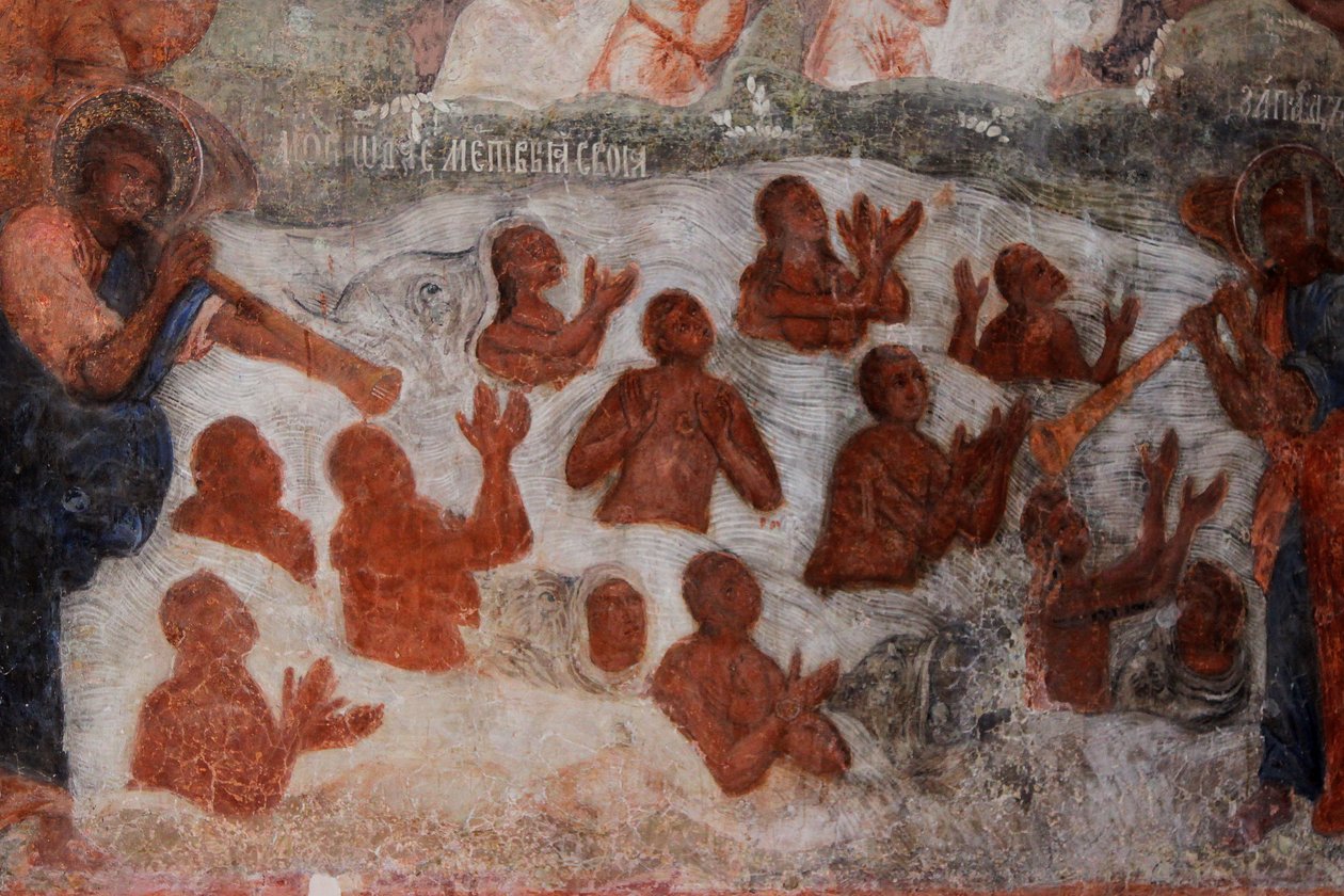 Fresco en la Catedral de Nuestra Señora del Signo, Novgorod, principios del siglo XVIII de Ivan Yakovlevich Bakhmatov