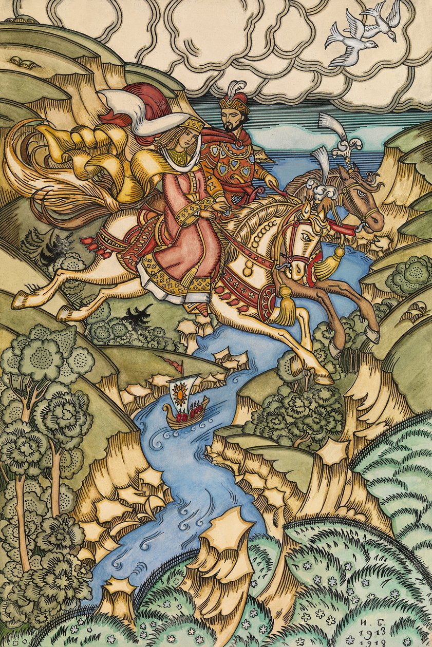 Ilustración para el cuento de hadas Marya Morevna, 1913-1915 de Ivan Yakovlevich Bilibin