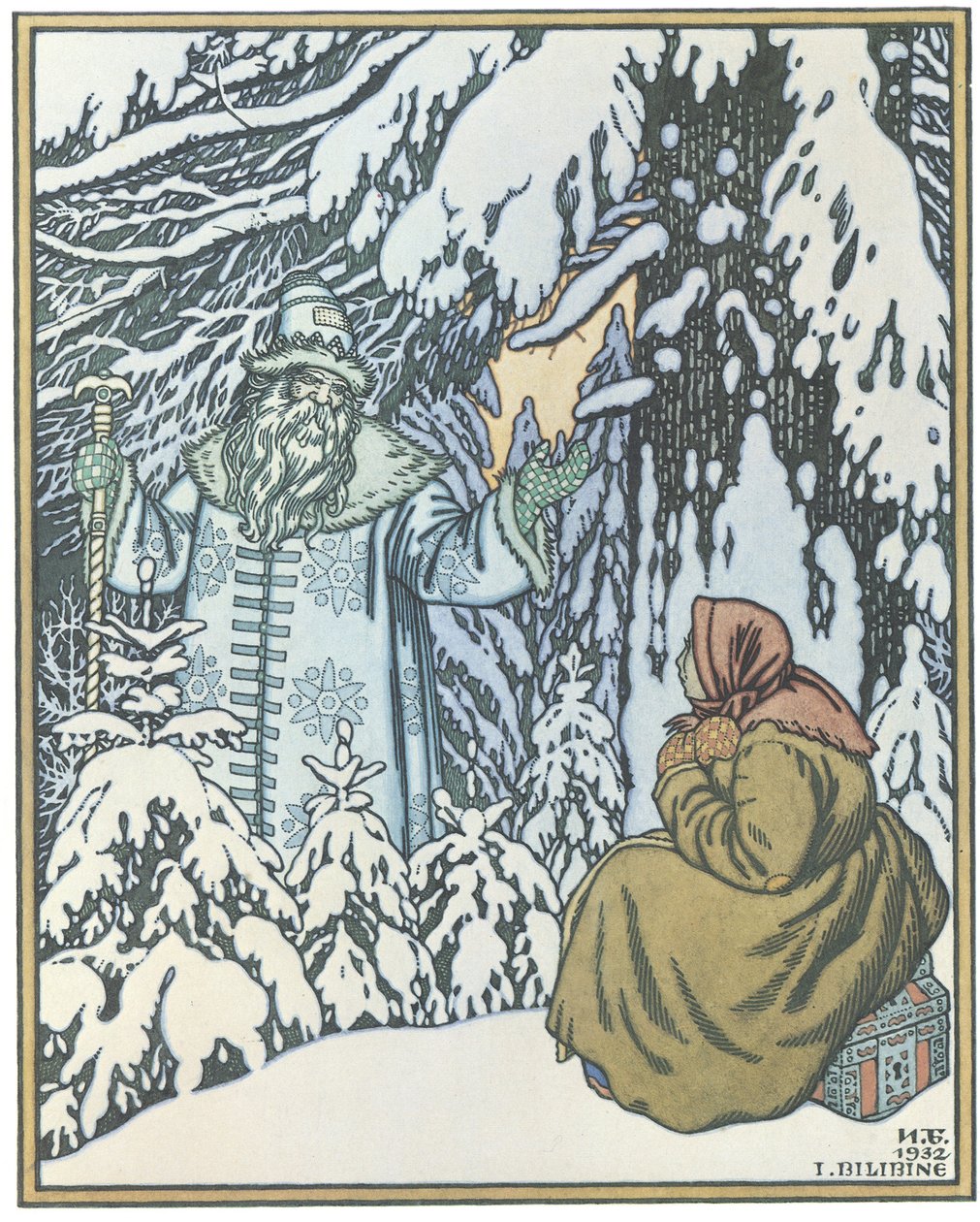 Ilustración para el cuento de hadas Morozko, 1932 de Ivan Yakovlevich Bilibin
