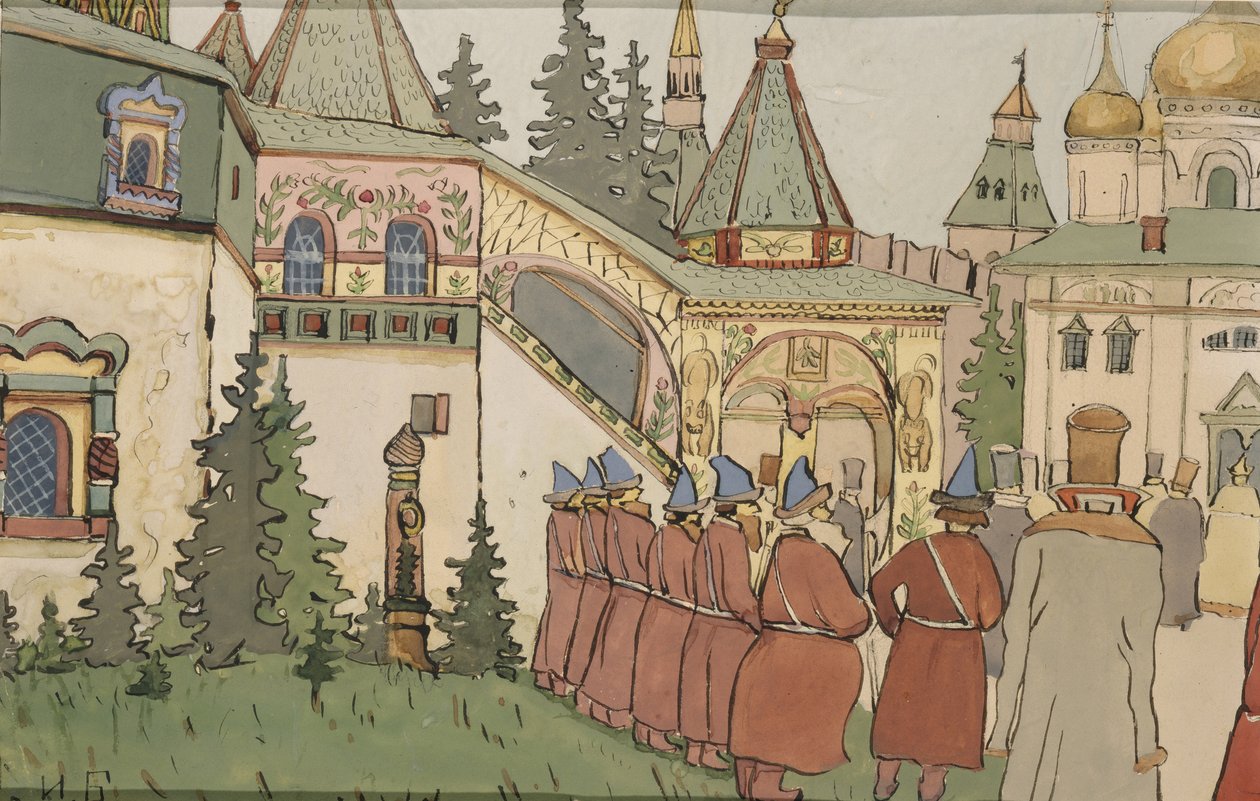 Ilustración para el Cuento de Hadas La Pluma de Finist el Halcón, Principios de 1900s de Ivan Yakovlevich Bilibin