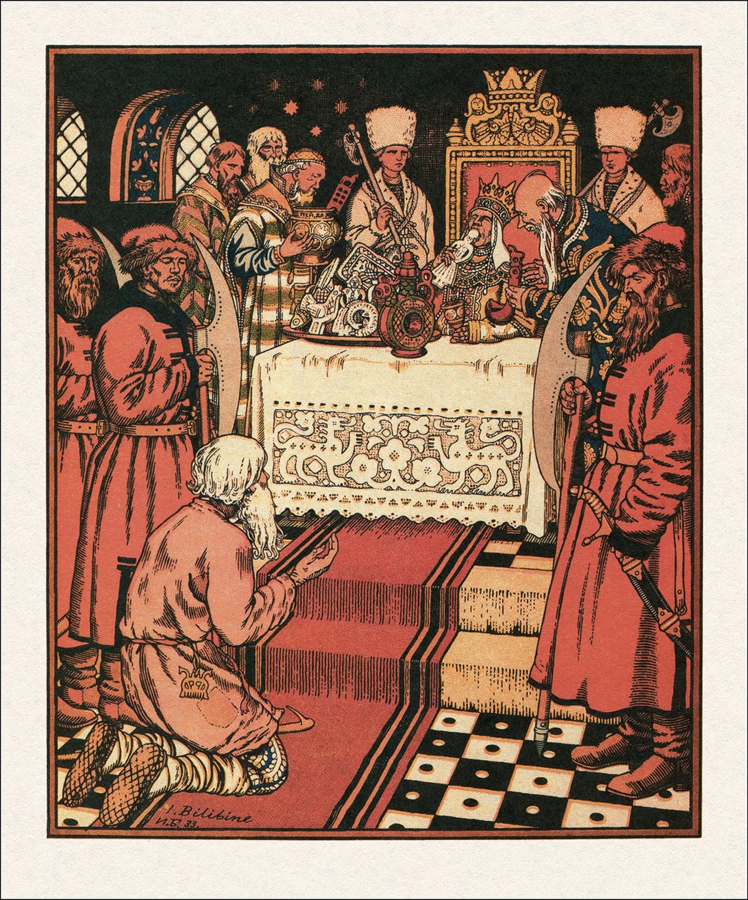 Ilustración de El cuento del pescador y el pez, 1933 de Ivan Yakovlevich Bilibin