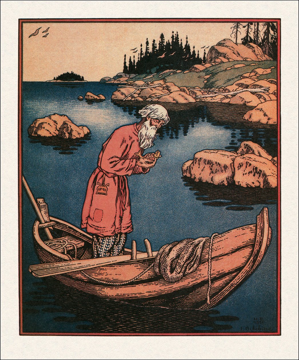 Ilustración para El cuento del pescador y el pez, 1933 de Ivan Yakovlevich Bilibin