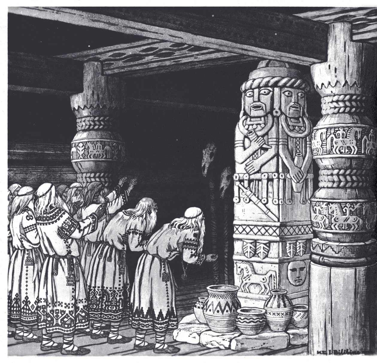 La adoración del dios Svetovid, 1934 de Ivan Yakovlevich Bilibin