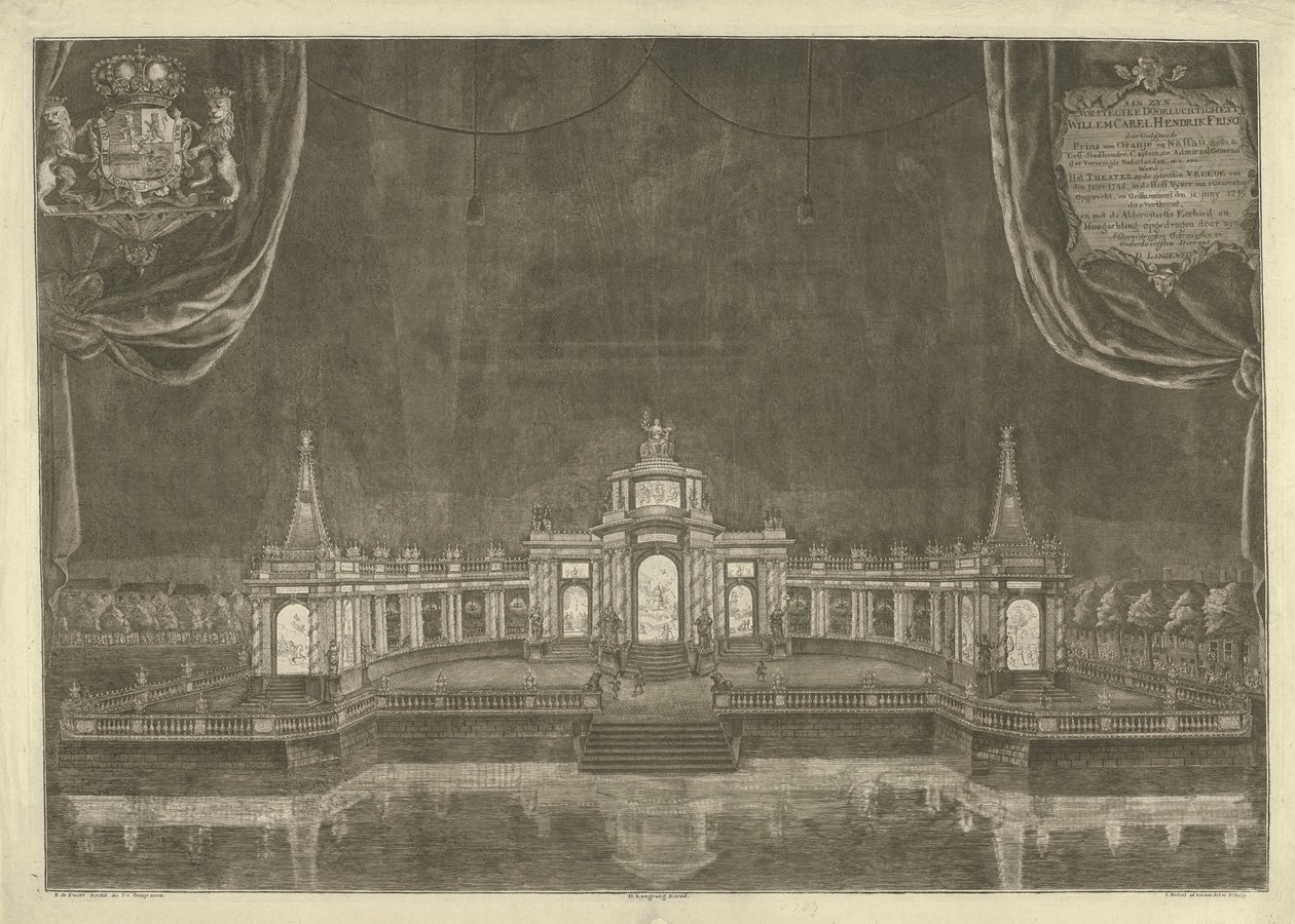 Iluminación del Teatro de La Haya antes de la Paz de Aquisgrán, 1749 de Iven Besoet