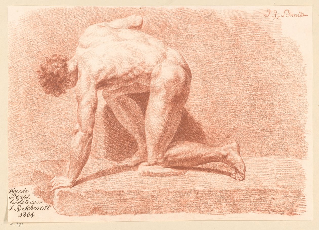 Desnudo masculino arrodillado, visto de perfil (2º premio 1804) de Izaak Riewert Schmidt