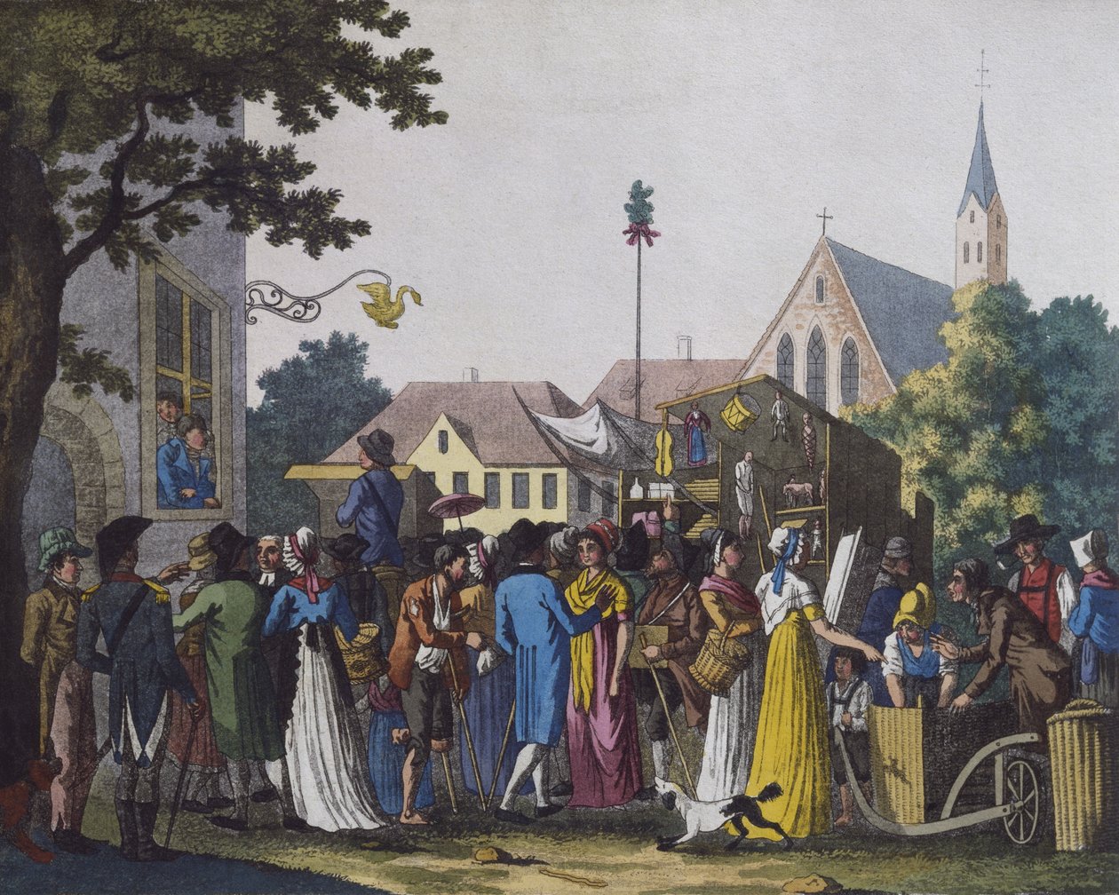 Mercado, 1810 (grabado en color) de J. B. Wunder
