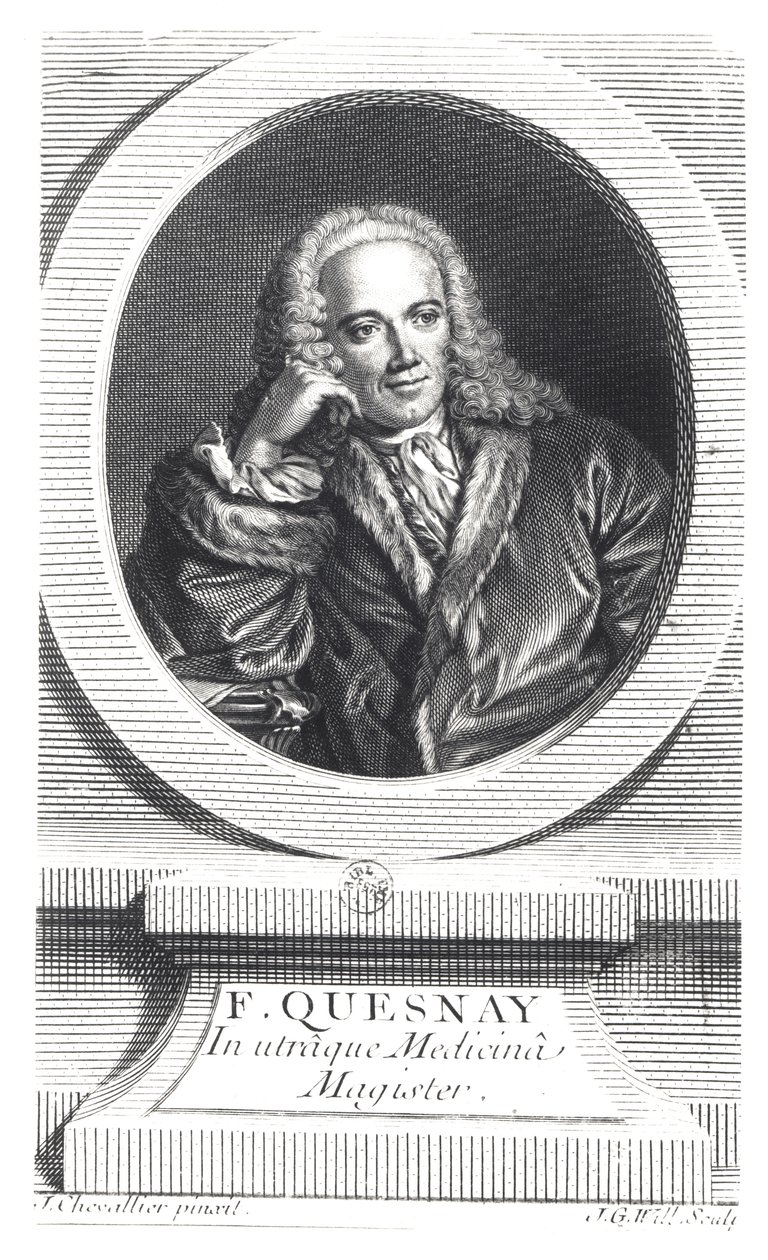 Retrato de François Quesnay (1694-1774) grabado por Johan Georg Wille (1715-1808) de J. Chevallier