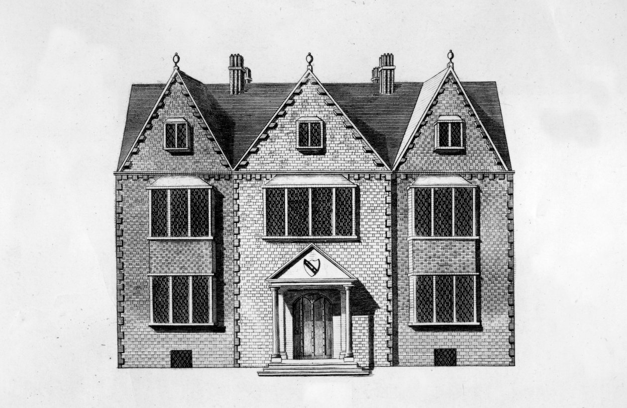 New Place, grabado por Andrew Birrell, 1790 de J Jordan
