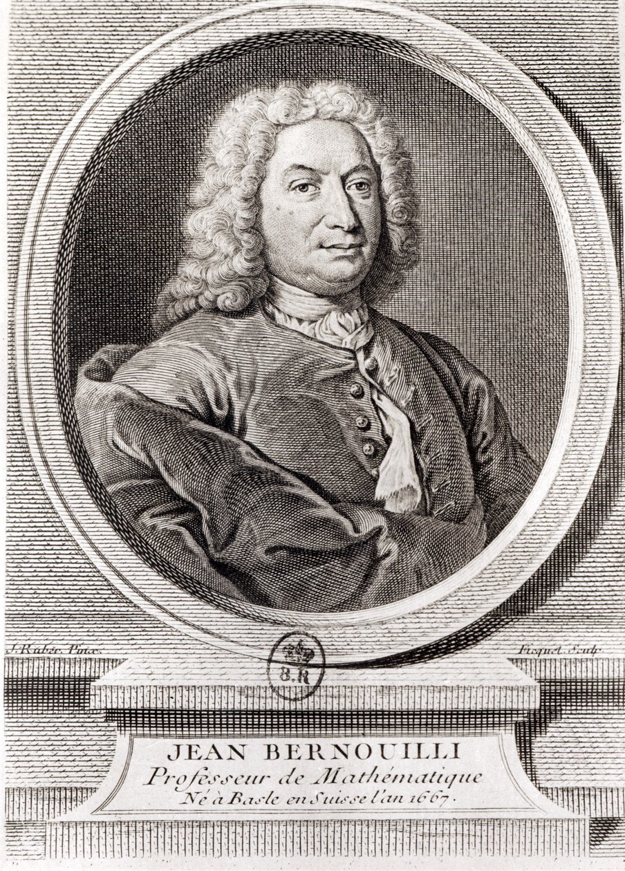 Retrato de Jean Bernoulli (1667-1748) grabado por Etienne Ficquet (1719-94) de J. Ruber