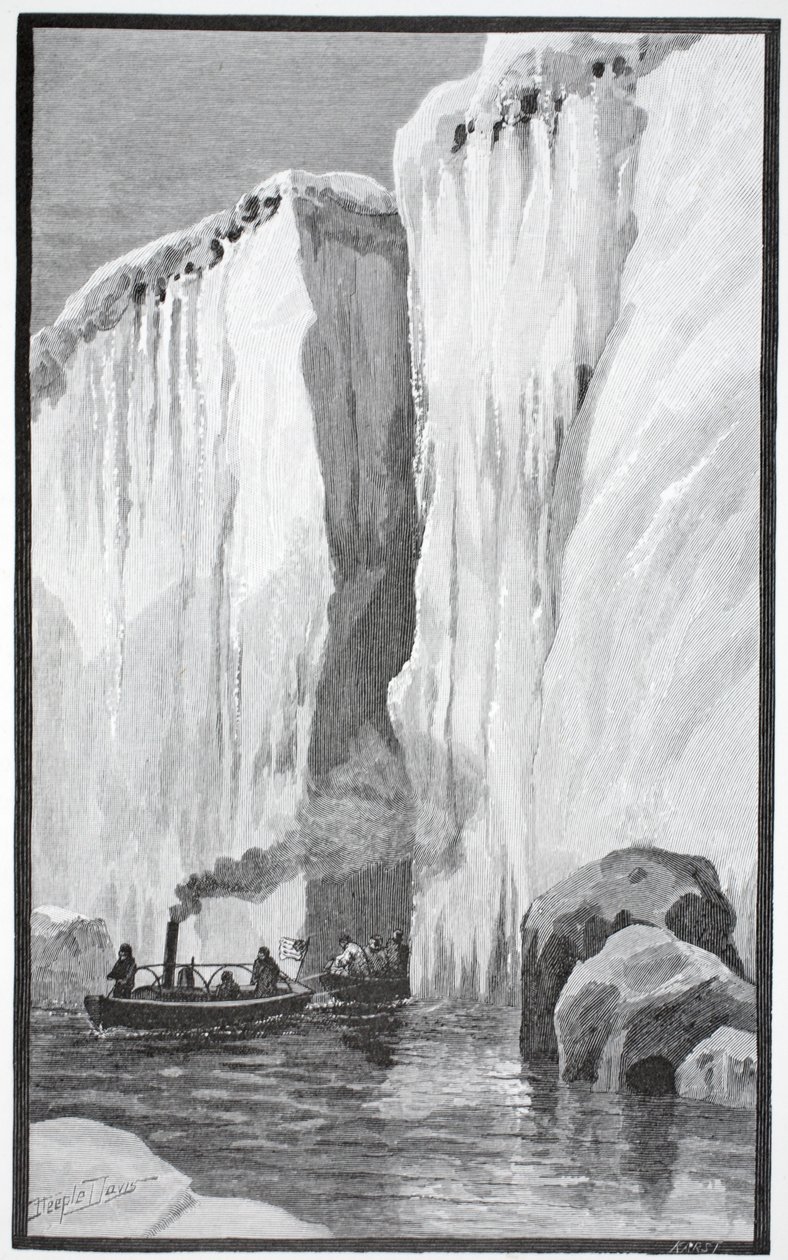 Un maravilloso paso a través de un témpano dividido, pub. Londres 1886 de J. Steeple Davis