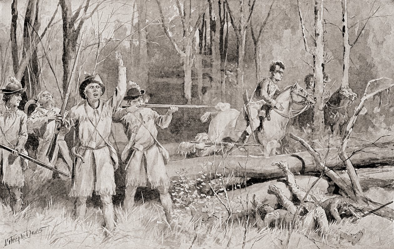 La Batalla de los Maderos Caídos, 20 de agosto de 1794, la batalla final de la Guerra India del Noroeste, de La Historia de Nuestro País, publicado en 1905 de J. Steeple Davis