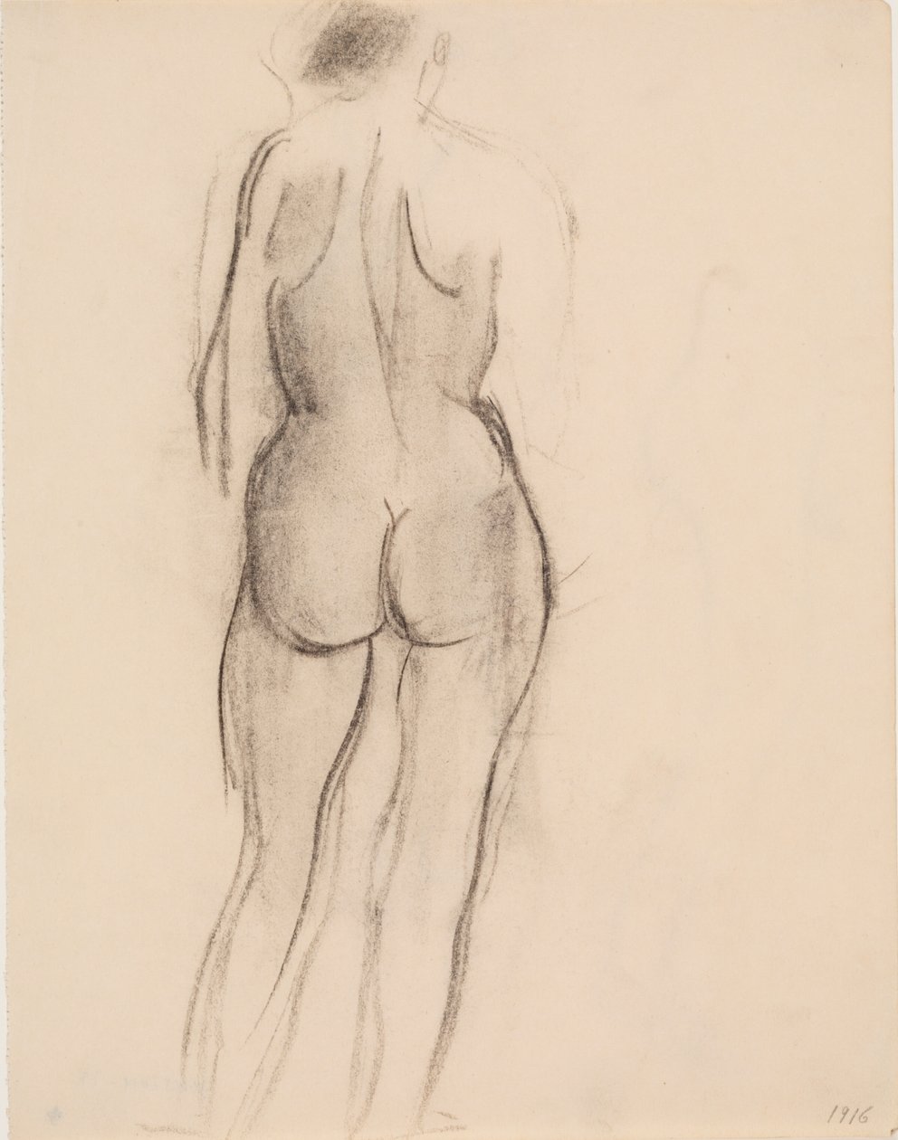 Modelo femenina de pie, vista desde atrás de J.A. Jerichau