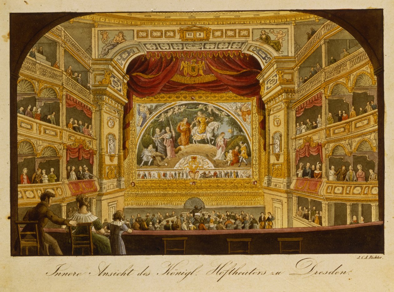El interior del teatro real en Dresde, c.1845 de J.C.A. Richter