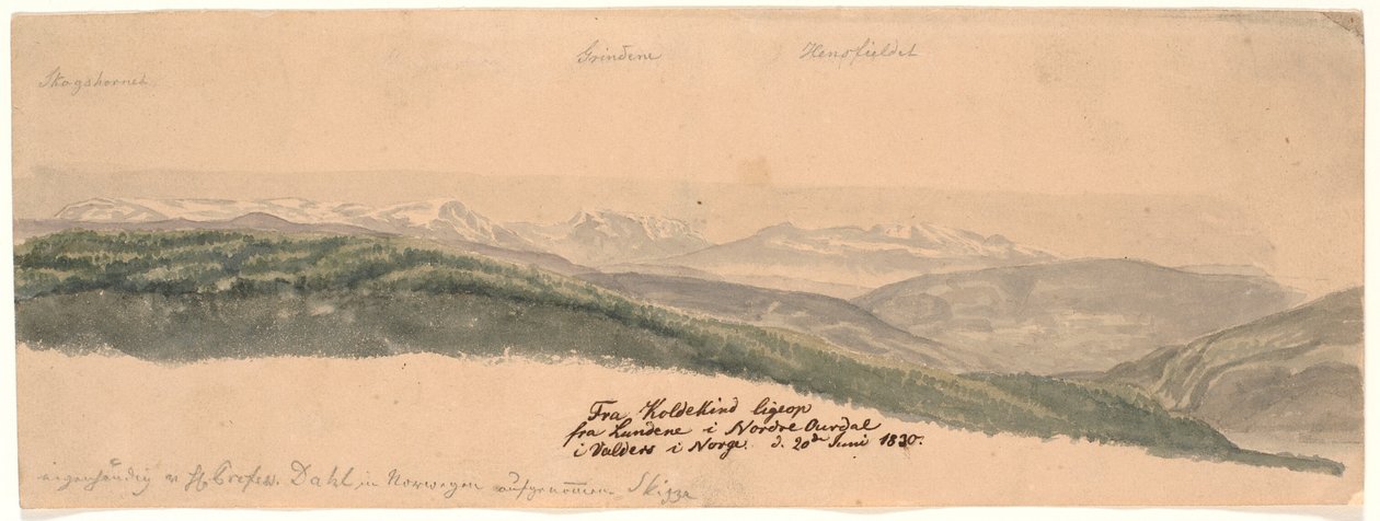 Desde Koldekind justo arriba de Lundene en el valle de Norde Oure en Valdres, Noruega de Johan Christian Dahl