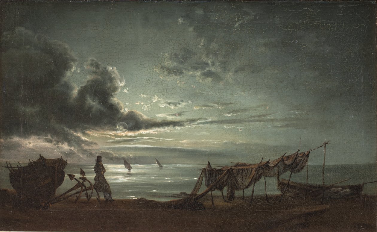 El golfo de Nápoles. Luz de luna de Johan Christian Dahl