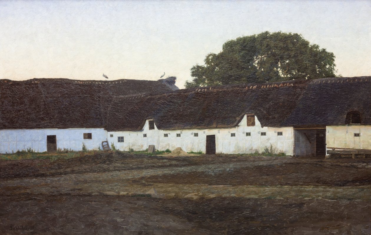 Una granja en Vendsyssel. Puesta de sol de J.C. Schlichtkrull