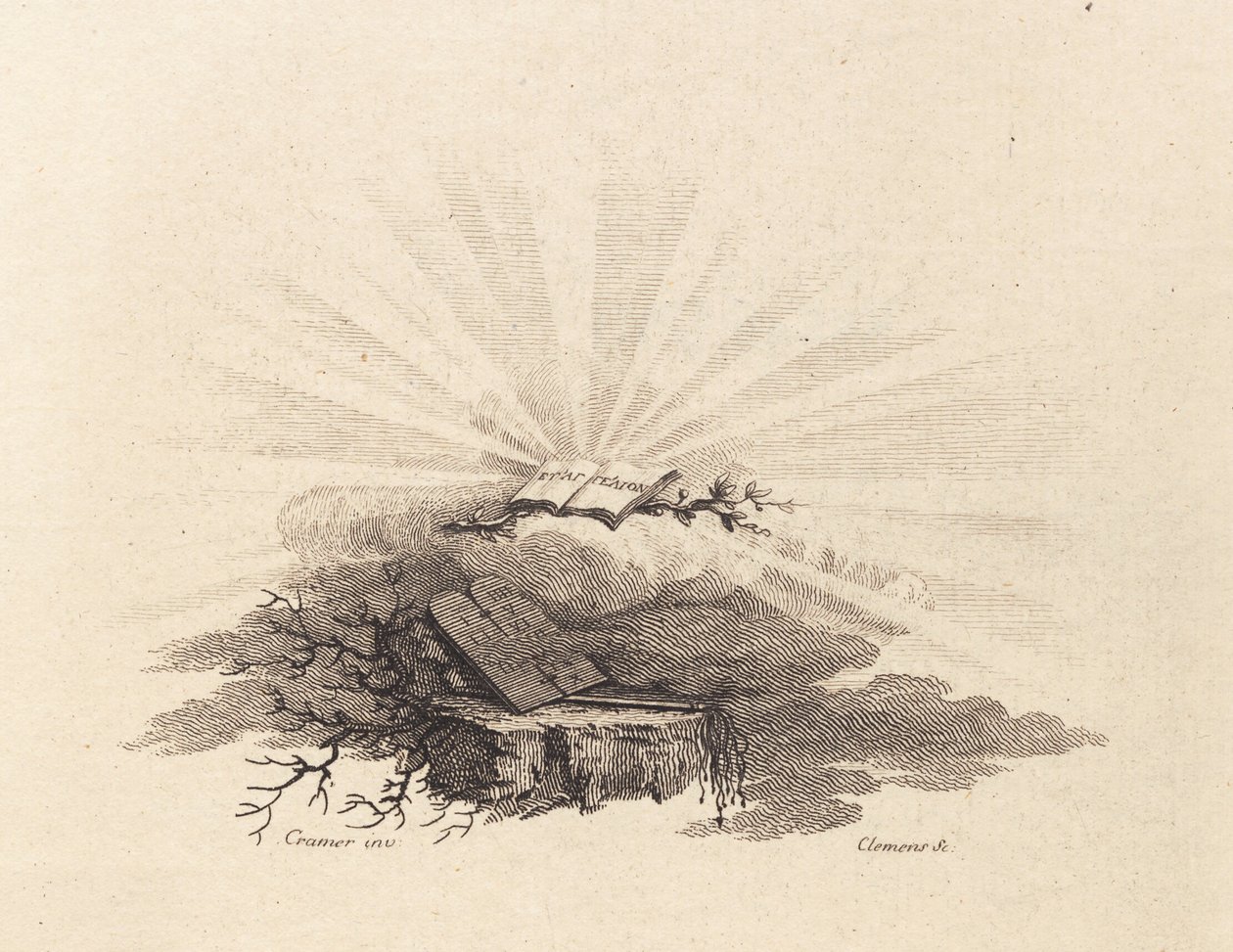 Viñeta de título para C.Bastholm: "Discursos espirituales", 1779 de J.F. Clemens