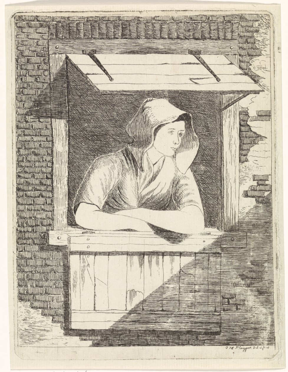 Mujer en una ventana abierta de J.H. Pluygers