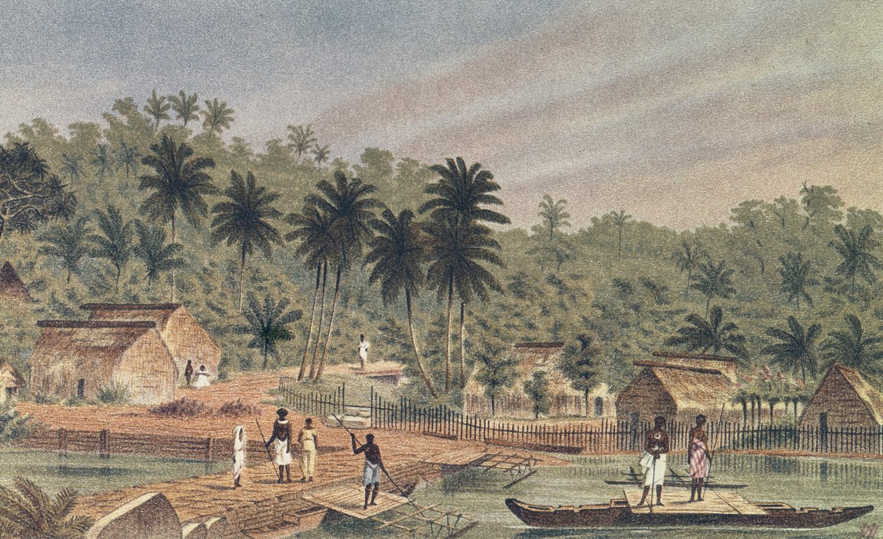 Pueblo de Ngaloa, Kandan, Fiji, de At Anchor por J.J. Wild de J.J. Wild