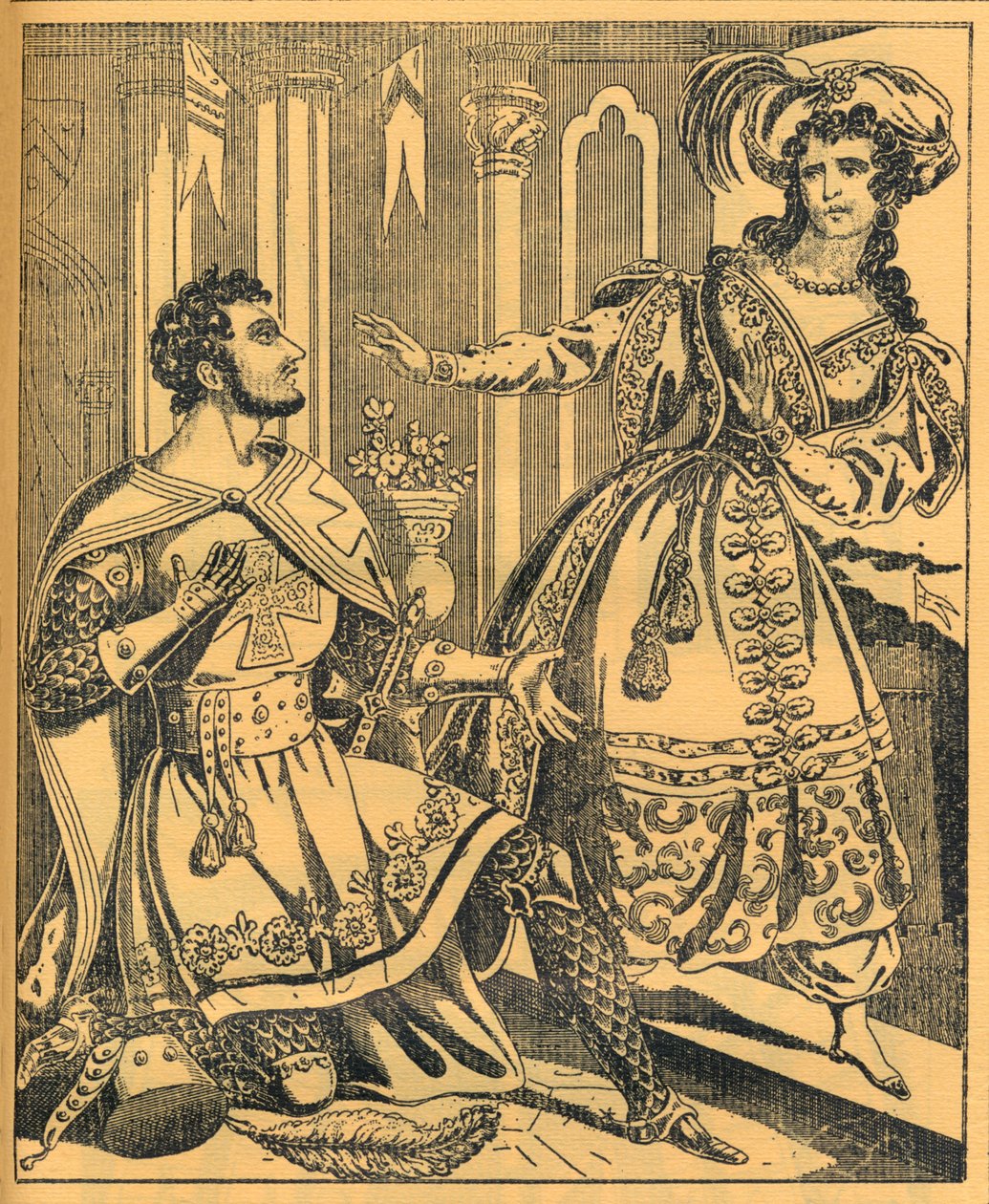 Ivanhoe: Sir Brian de Bois Guilbert y Rebecca, siglo XIX de JL Marks