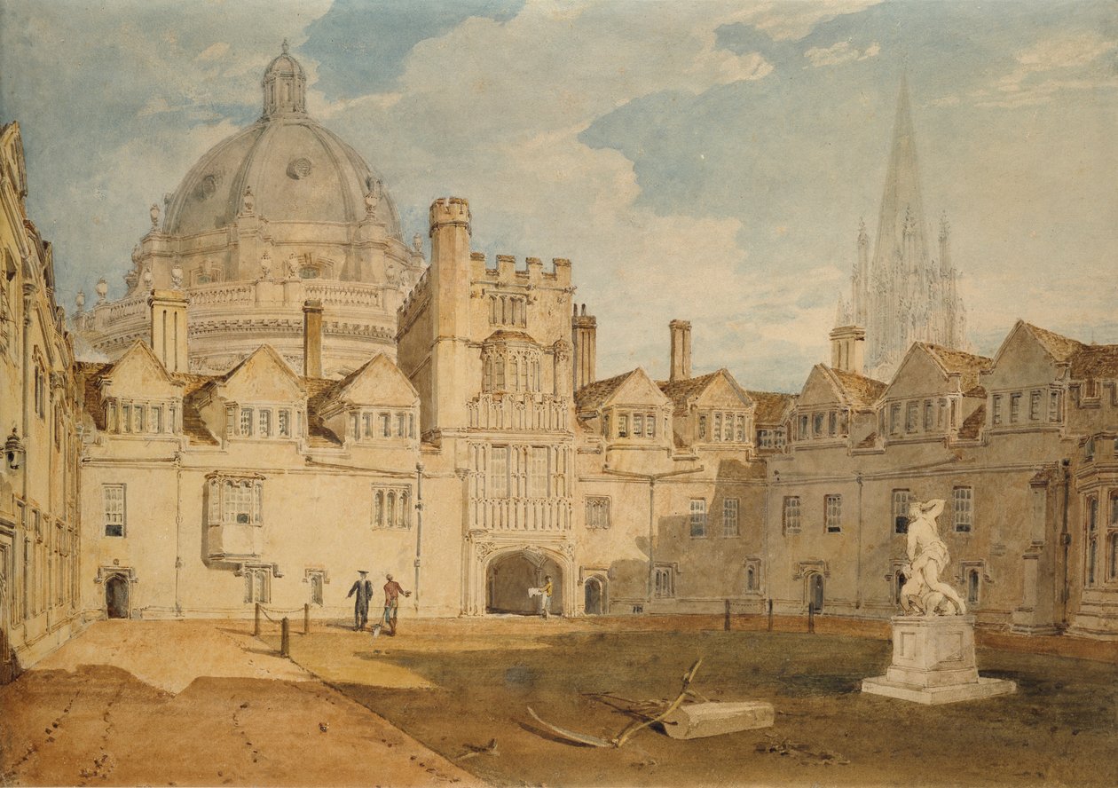 Vista desde el interior del patio del Brazen Nose College, Oxford, 1803-1804 de Joseph Mallord William Turner