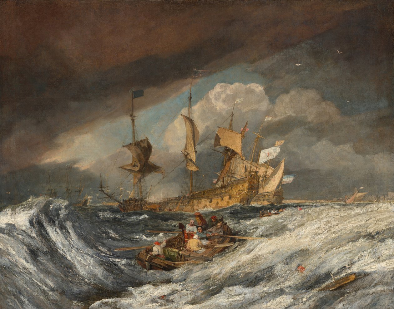 Barcos llevando anclas a los hombres de guerra holandeses de Joseph Mallord William Turner