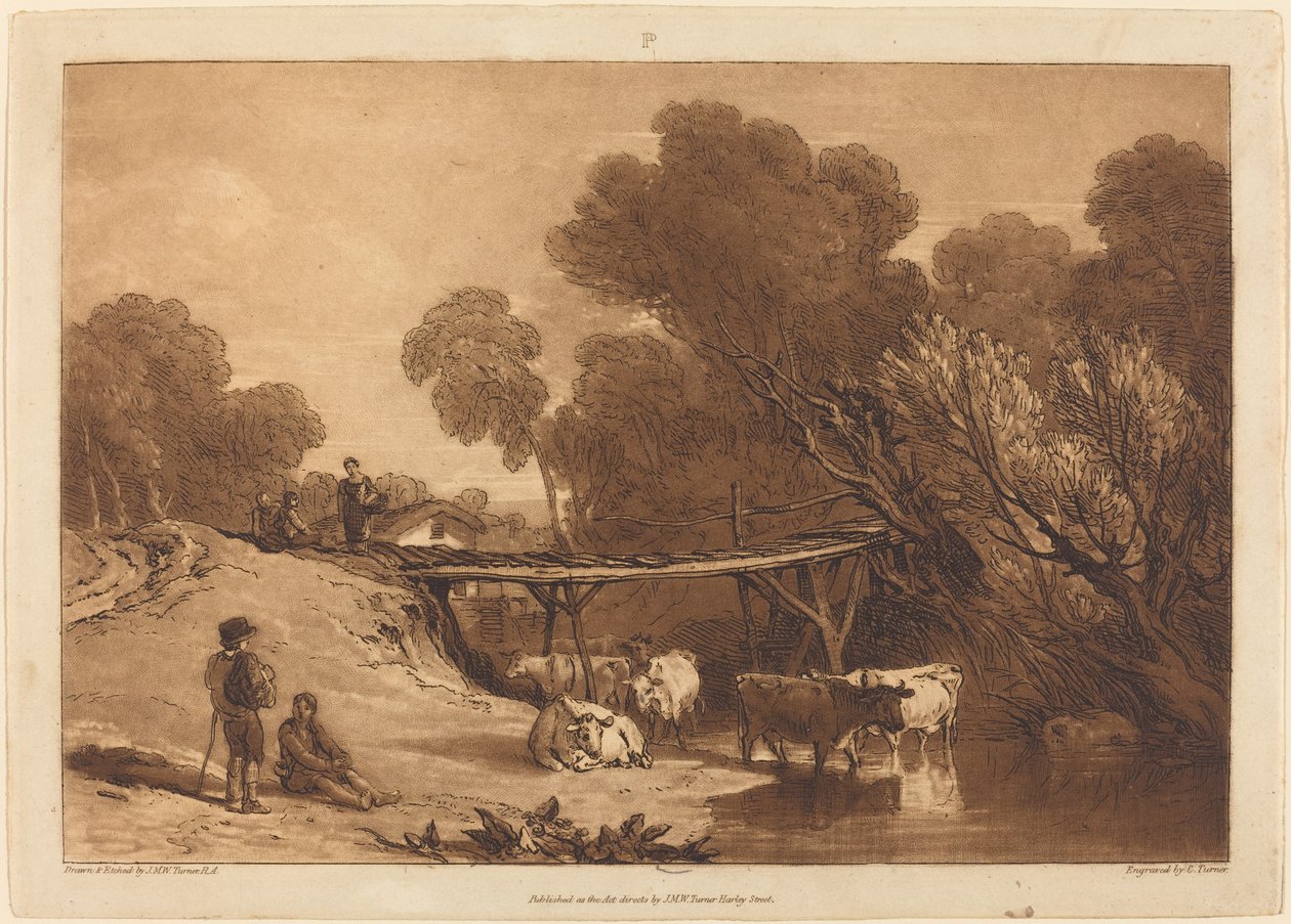 Puente y vacas, publicado en 1807 de Joseph Mallord William Turner