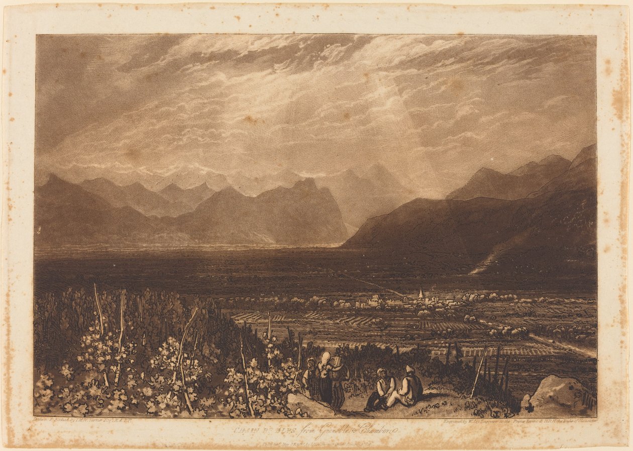 Cadena de los Alpes desde Grenoble hasta Chamberi, publicado en 1812 de Joseph Mallord William Turner