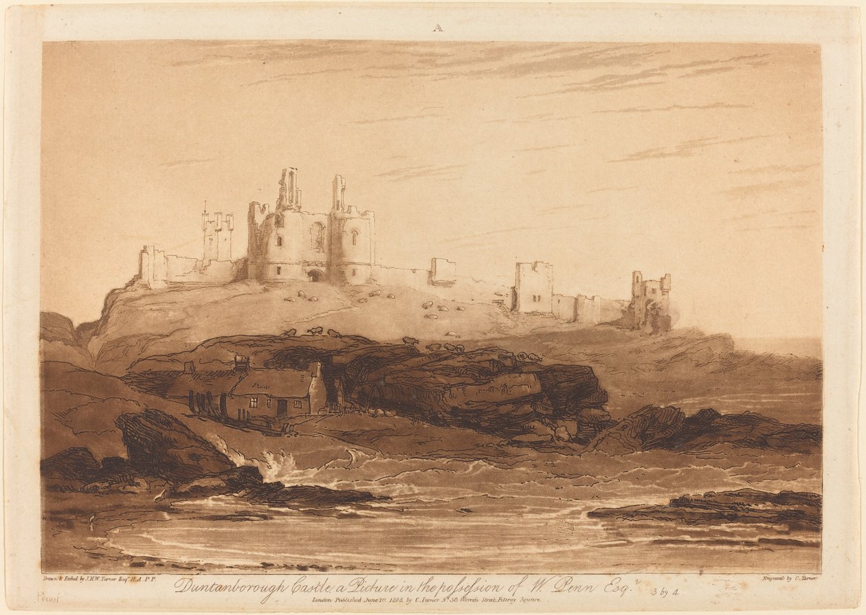 Castillo de Dunstanborough, publicado en 1808 de Joseph Mallord William Turner
