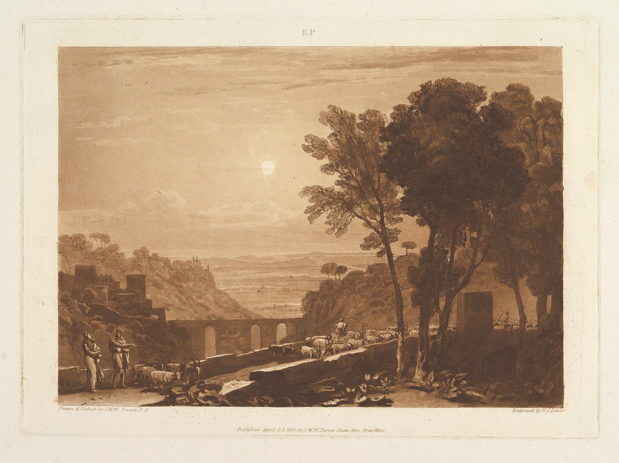 El Puente y las Cabras Liber Studiorum, parte IX, placa 43 de Joseph Mallord William Turner