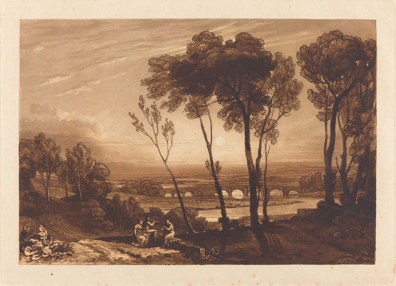 El puente en la distancia media, publicado en 1808 de Joseph Mallord William Turner