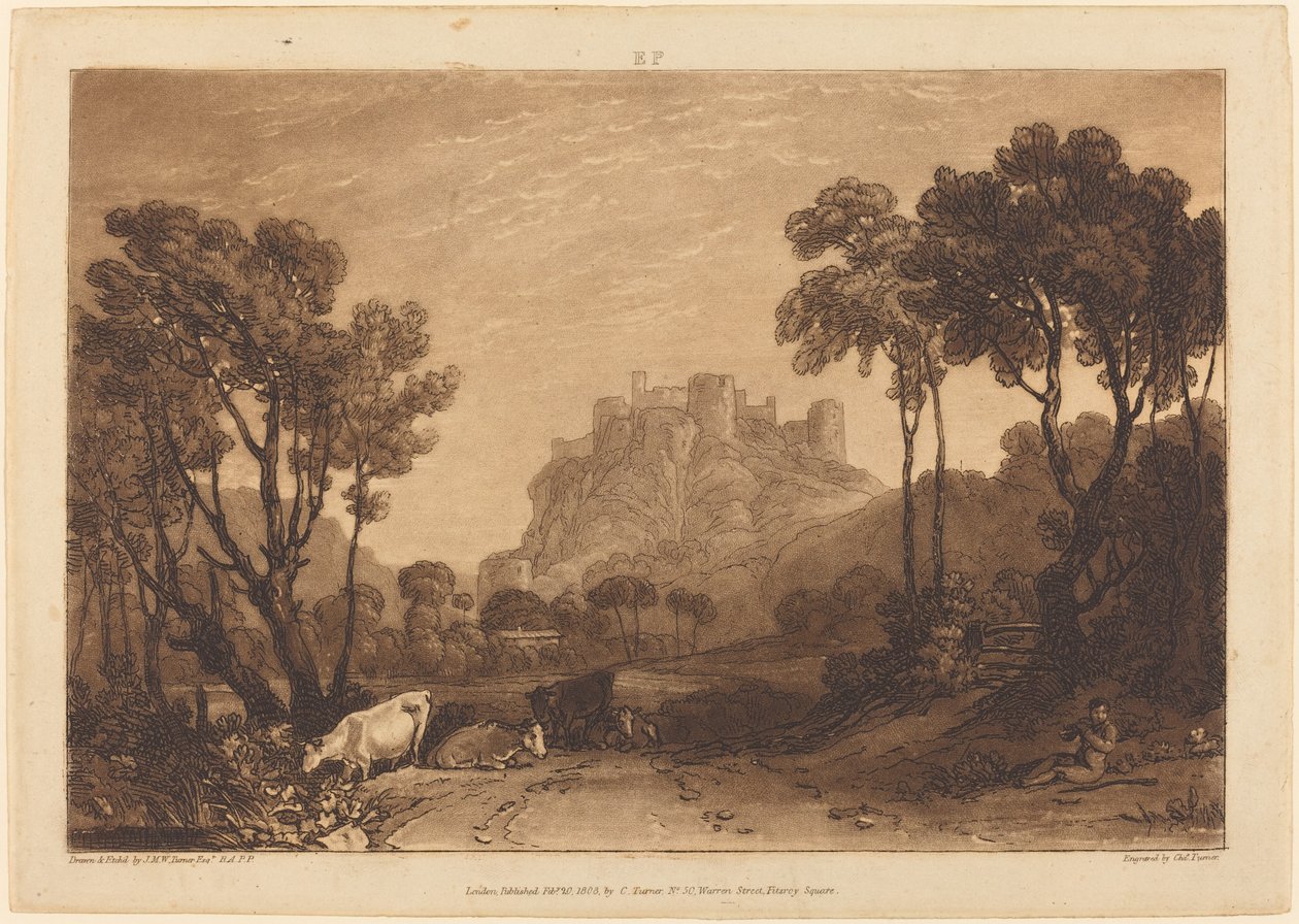 El castillo sobre los prados, publicado en 1808 de Joseph Mallord William Turner