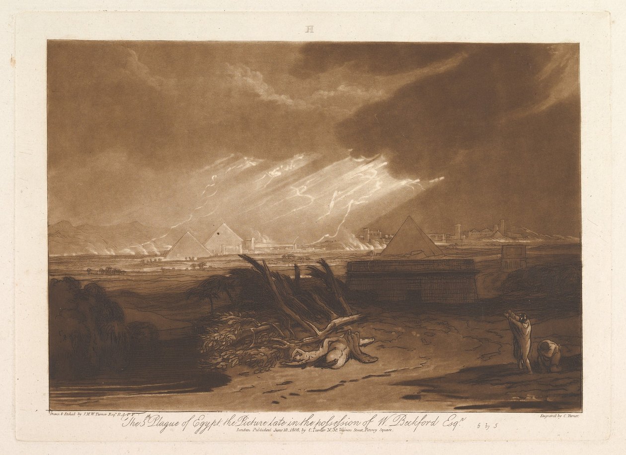 La Quinta Plaga de Egipto, Liber Studiorum, parte III, placa 16, 10 de junio de 1808 de Joseph Mallord William Turner