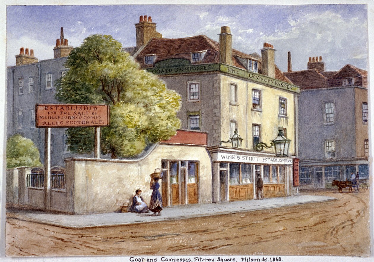 Vieja Cabra y Compases Inn, Marylebone Road, Londres, 1868 de JT Wilson