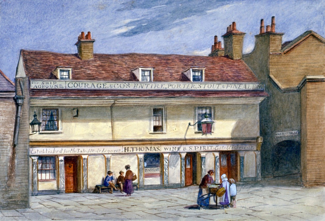 El barco encallado, Wolseley Street, Bermondsey, Londres, c. 1875 de JT Wilson
