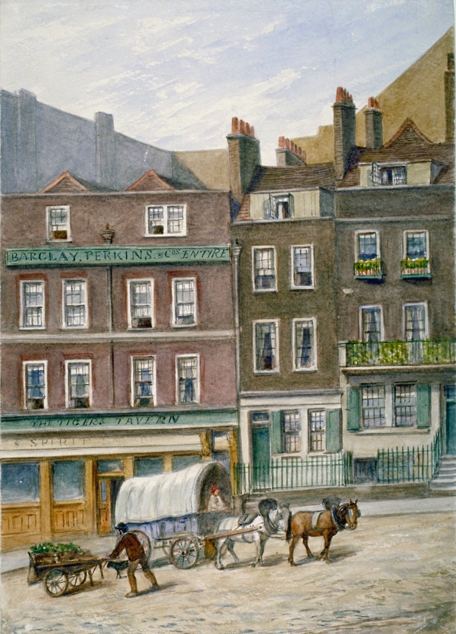 La Taberna del Tigre, Tower Dock, Londres, 1868 de JT Wilson