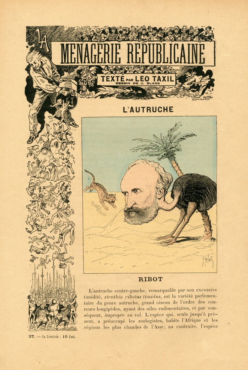 Menagerie Republicaine Galería humorística de los principales personajes de la Tercera República, número 37, Satirique en Couleurs de J. (1847 1892) Blass