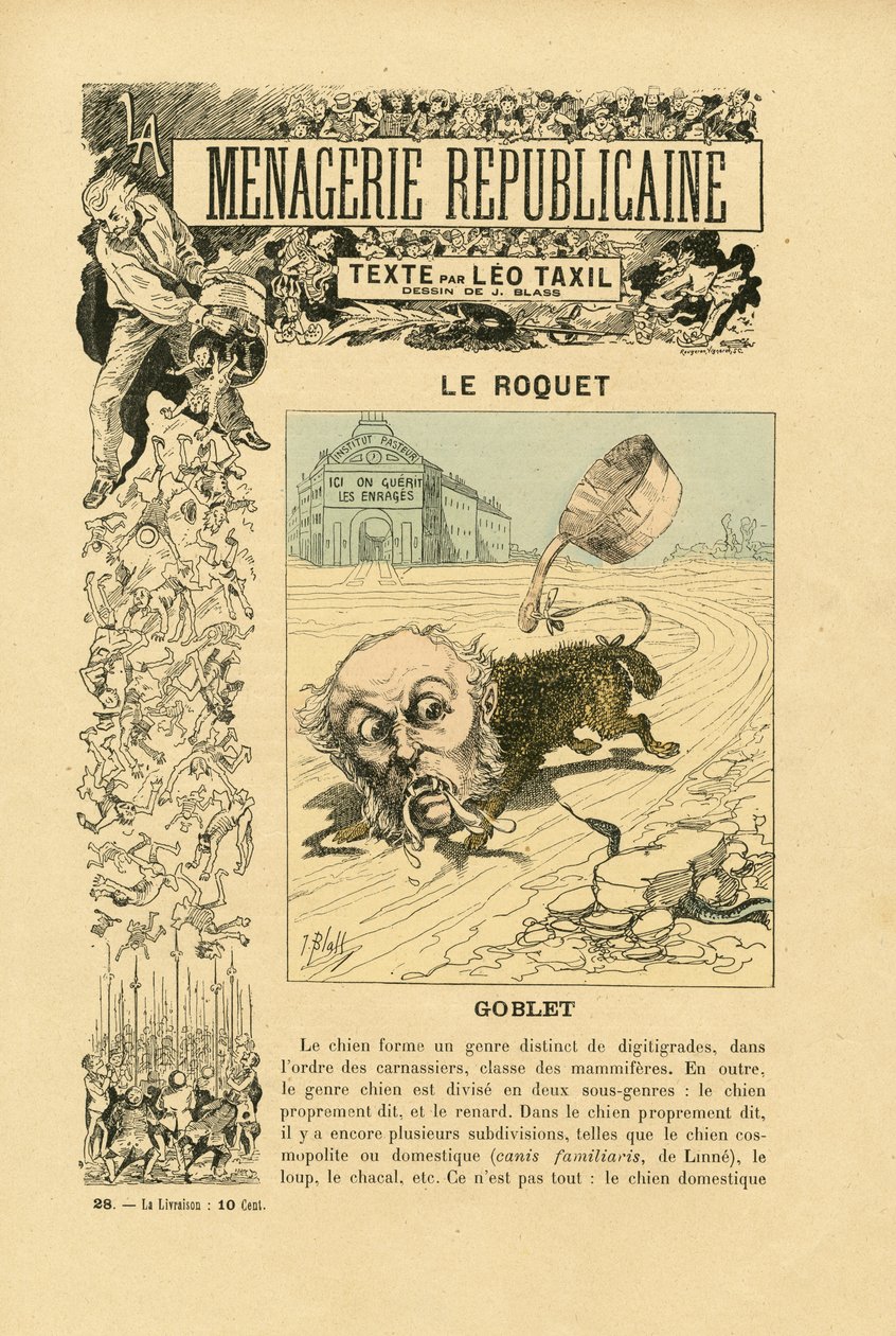 Ilustración de J. Blass (1847-1892) en Menagerie Republicaine Galería humorística de los principales personajes de la Tercera República de J. (1847 1892) Blass
