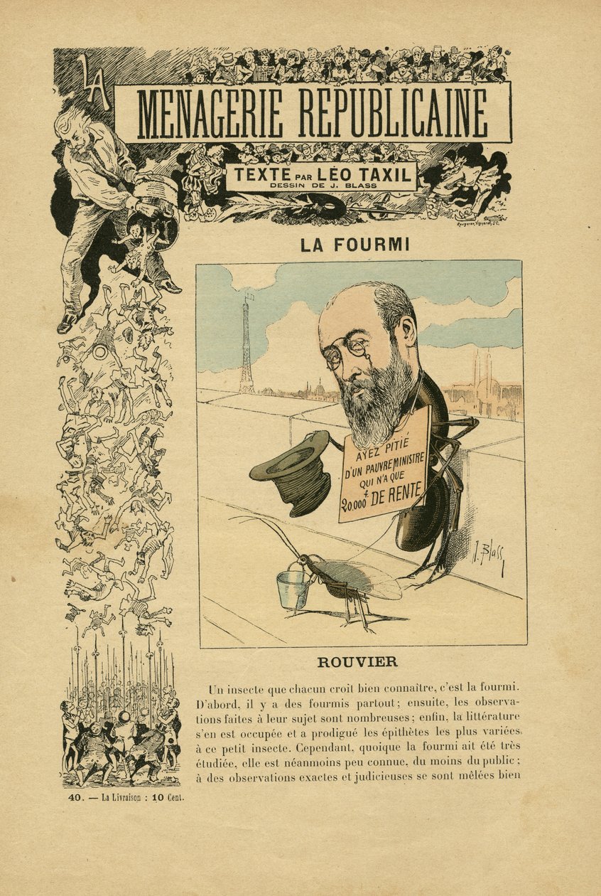 Ilustración de J. Blass (1847-1892) en Menagerie Republicaine Galería humorística de los principales personajes de la Tercera República, nº 40 de J. (1847 1892) Blass