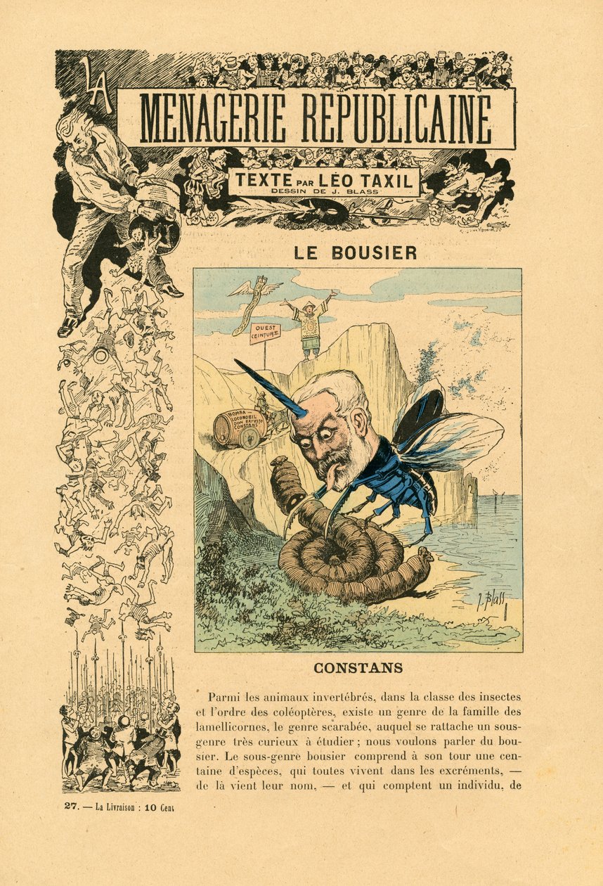 Menagerie Republicaine Galería humorística de los principales personajes de la Tercera República, número 27, Satirique en Couleurs de J. (1847 1892) Blass