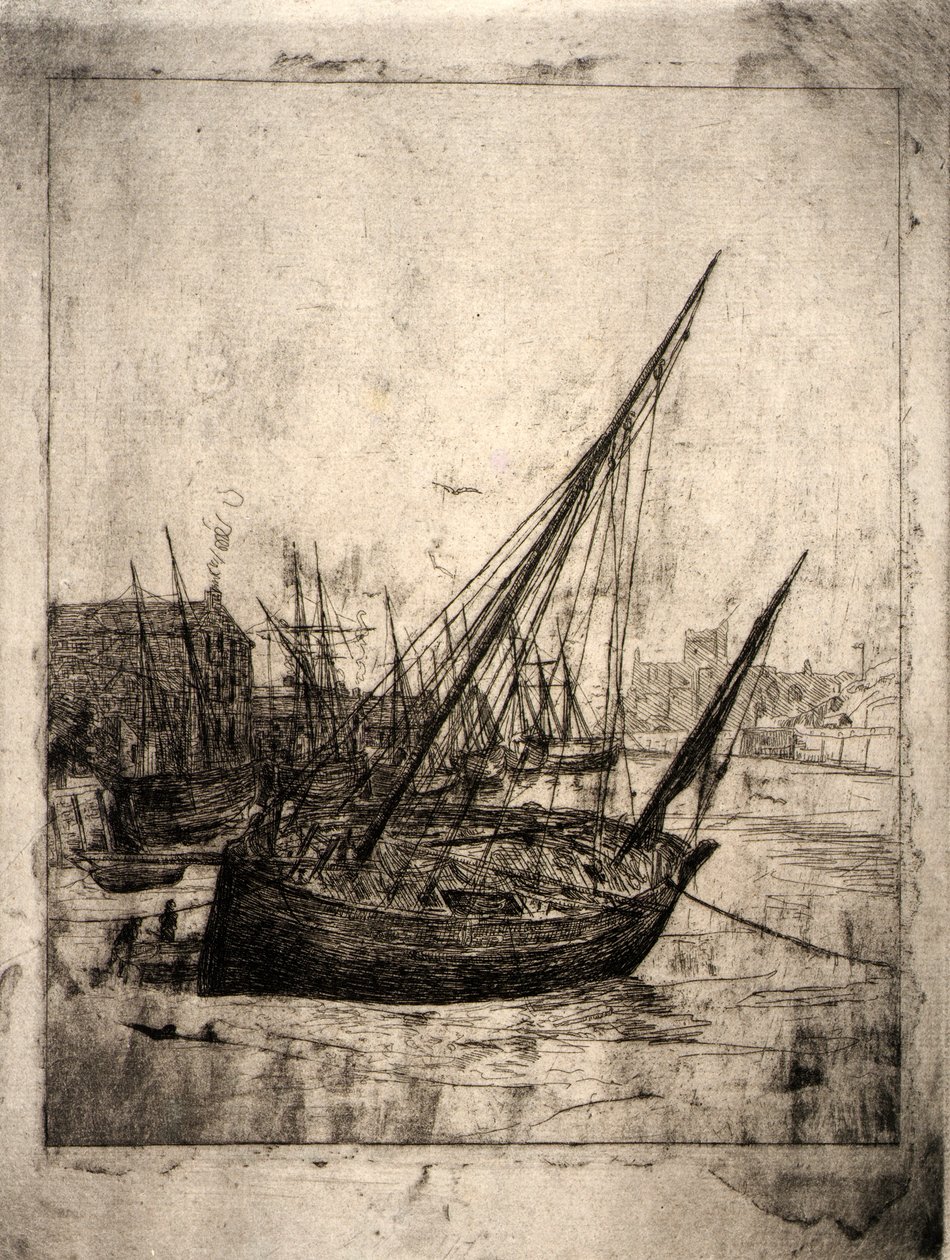Barcos en Peel--Isla de Man de J. Alden Weir